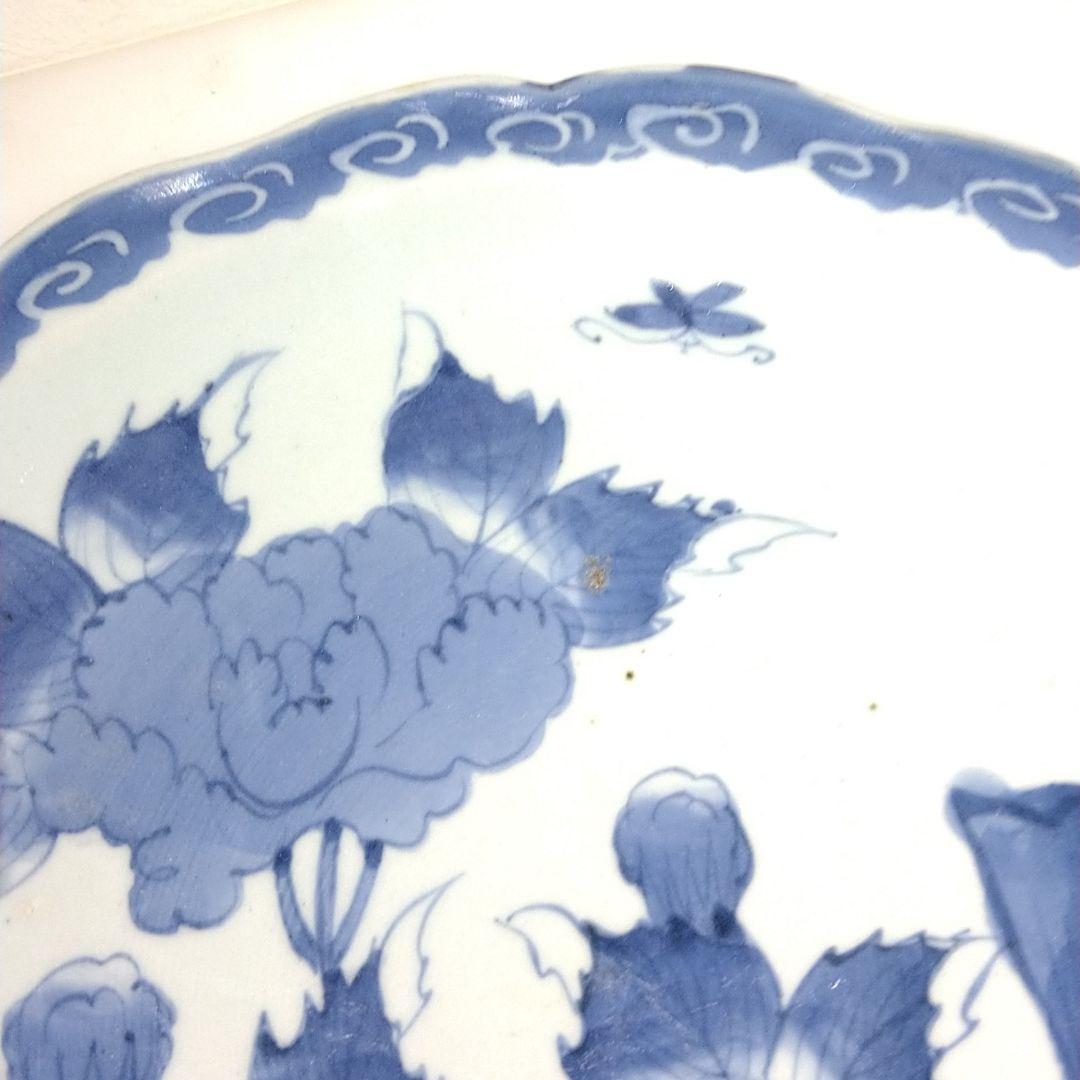 整理NO.67　古伊万里染付牡丹蝶文輪花皿（江戸中期）