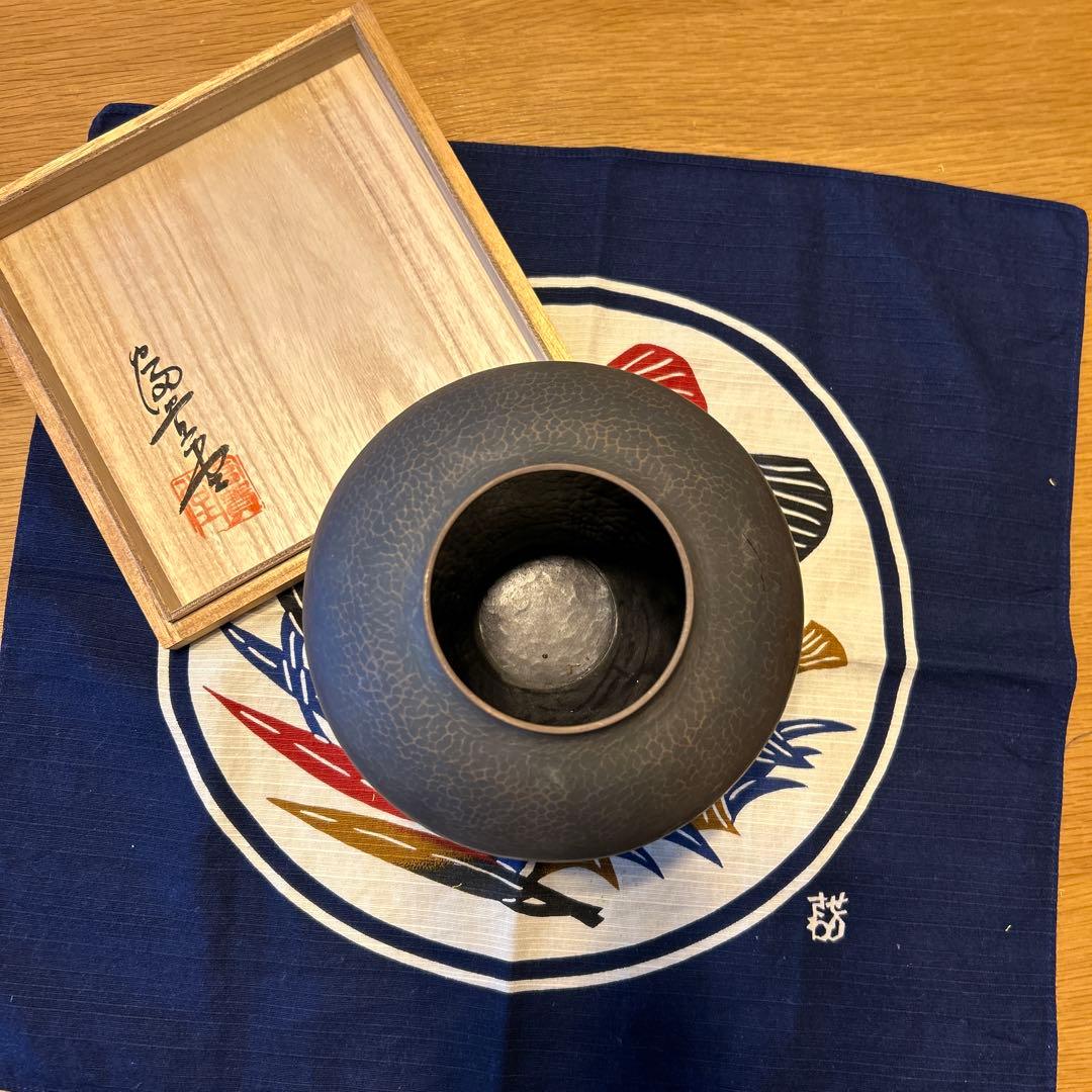 銅製花瓶 木箱付き 富貴堂