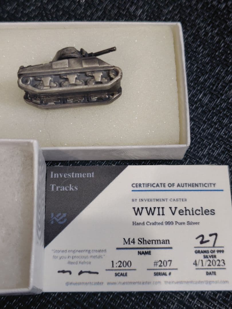 M4 Sherman 戦車モデル 純銀製 27g