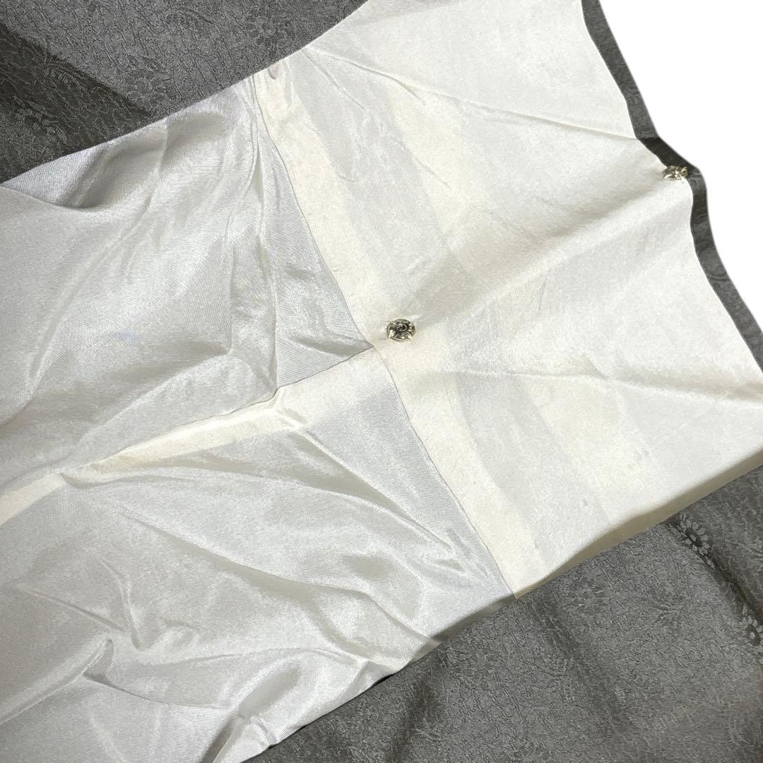 A151愛華 訪問着 錆鼠色 花地紋 染め花 正絹 フォーマル 身丈164cm