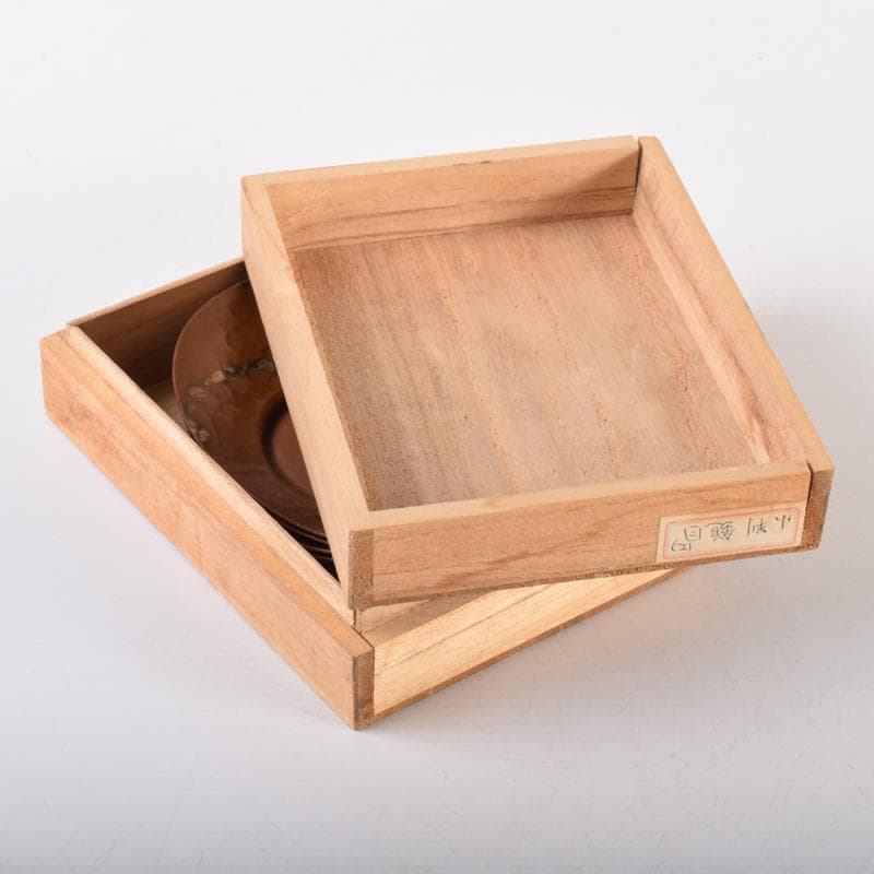 煎茶道具　高岡銅器　鍛金製　西村義光作　茶托　五客　共箱　C　7040
