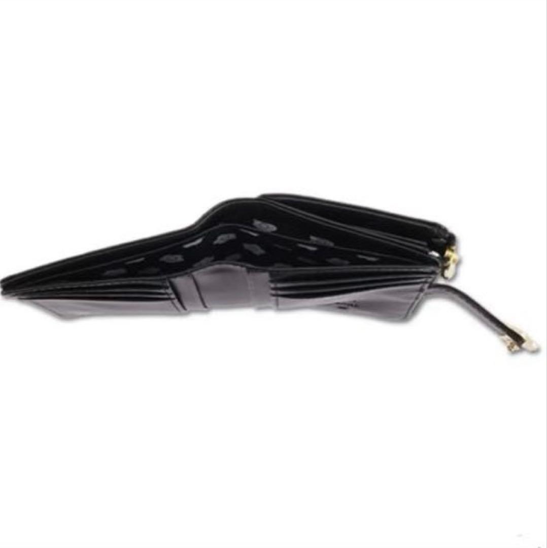 マリークワント 折り財布 ブラック 牛革 ウォレット クロコ型押し