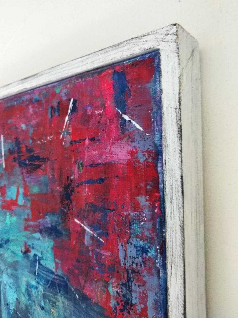 水面花火/ 抽象画 キャンバス 額セット 44×32㎝ 原画1点のみ モダン