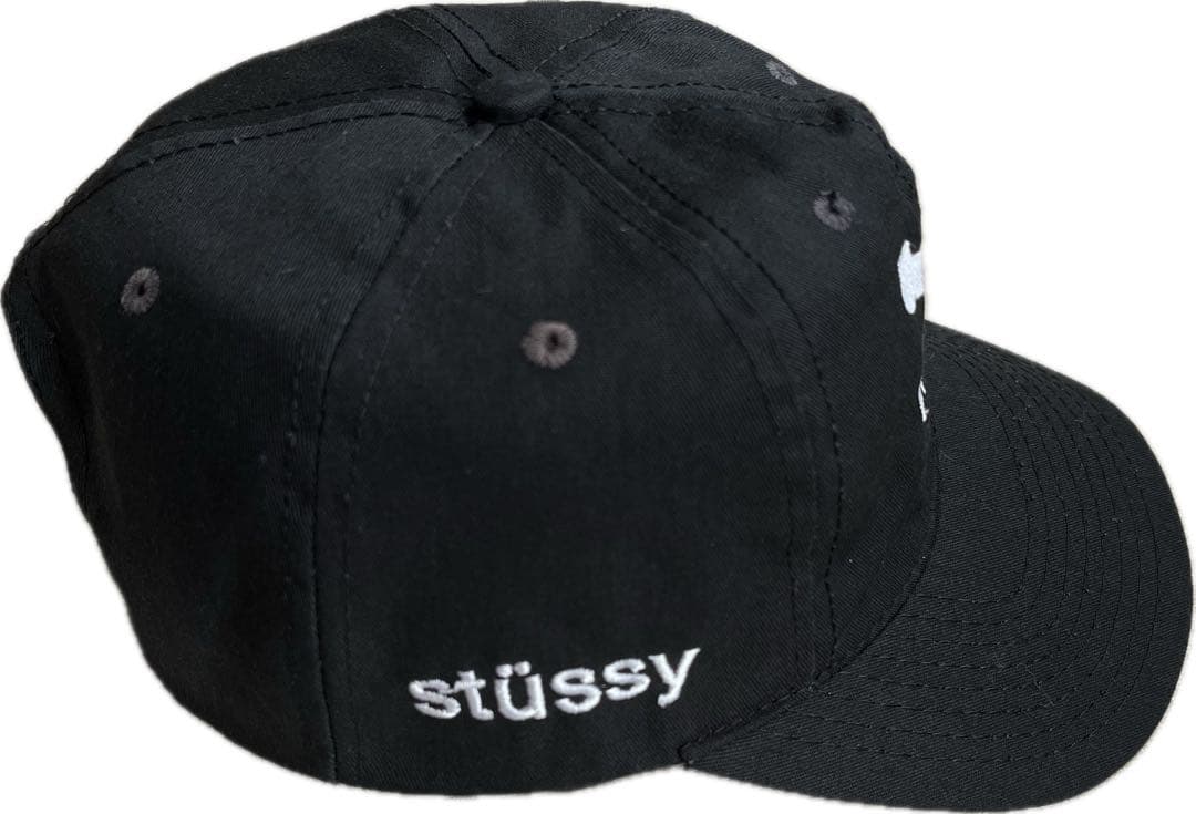 スカル刺繍” old stussy 90s 白タグ 6パネル キャップ 黒