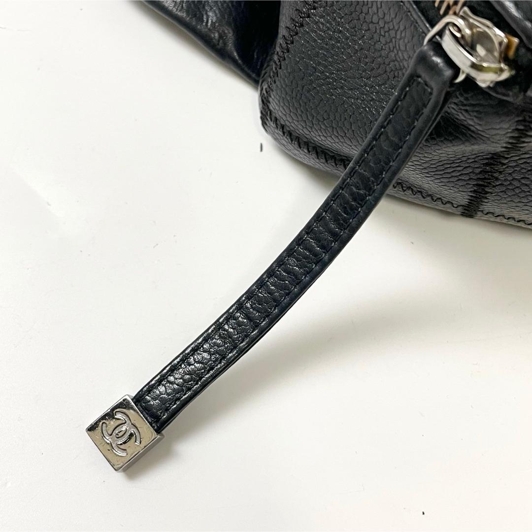 sigeta19シャネル　キャビアスキン　チョコバー　ハンド　ミニボストン