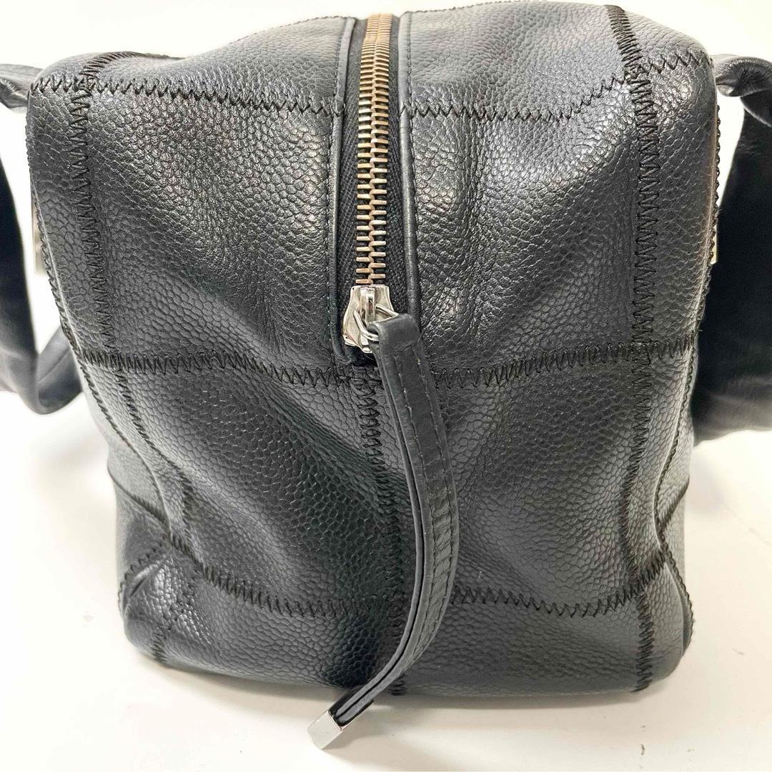 sigeta19シャネル　キャビアスキン　チョコバー　ハンド　ミニボストン