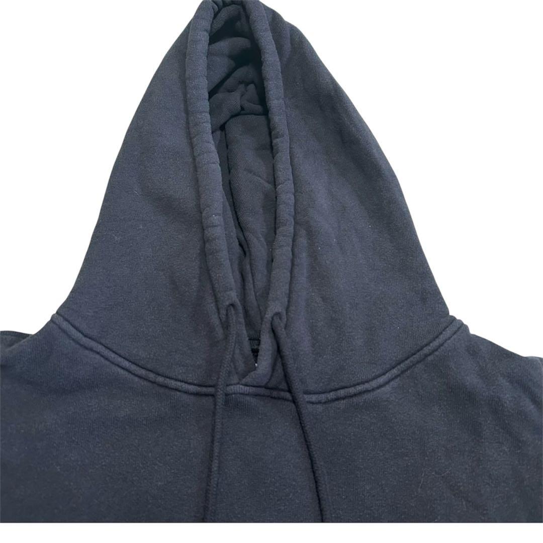 ERL パーカー L タオル地　勾玉デザイン　ブラック　フーディ ユーズド加工