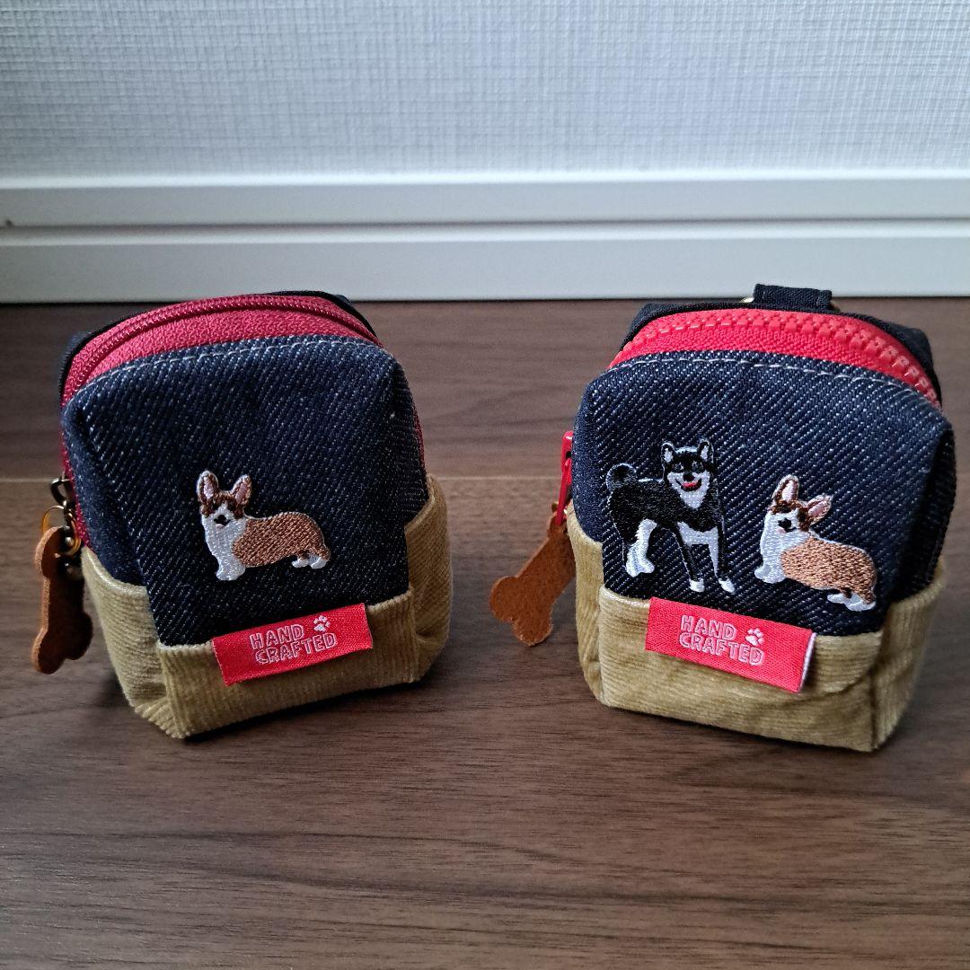 デニムリメイク☆ボックスマルチミニポーチ☆イヤホンケース☆コーギー☆No.11