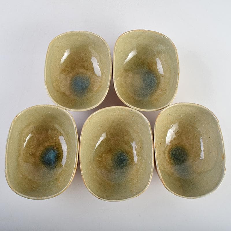 茶道具 須田祥豊造 信楽写 花橘茶碗 五客 共布共箱 V R9366B