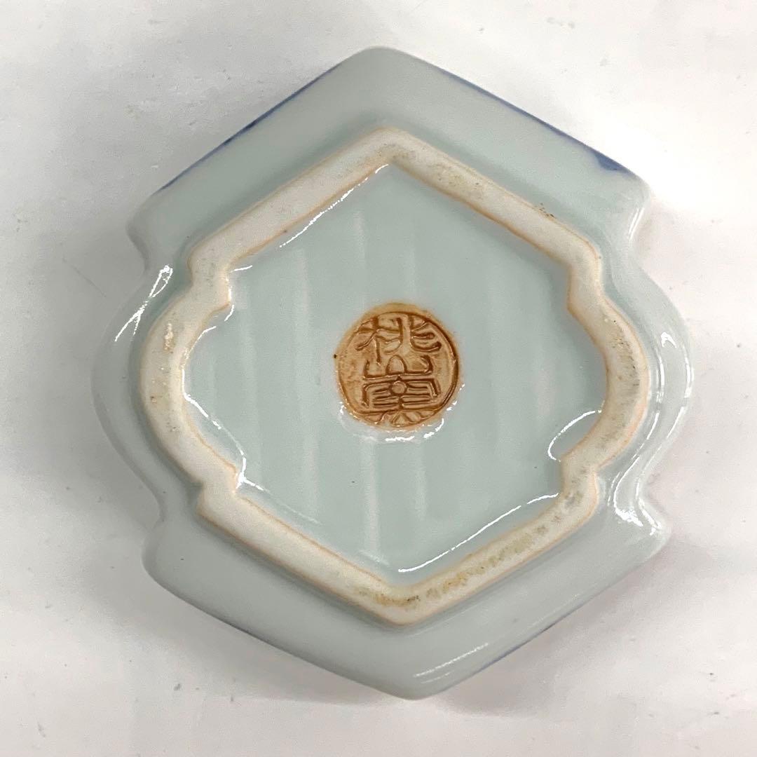 香合 染付 松皮菱】平安桃山窯