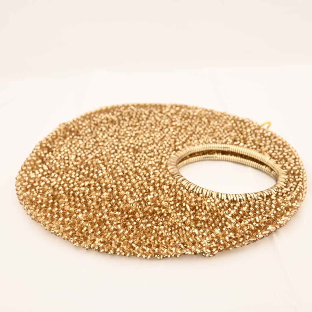 ★美品★アンテプリマ ビーズリボン ゴールド ハンドバッグ