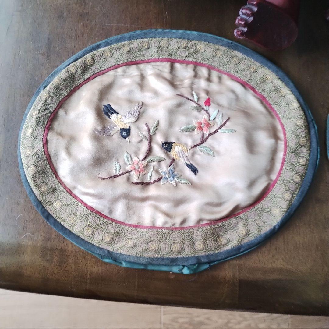 レトロ沖縄　シーサー置物　二体セットと鳥柄シート