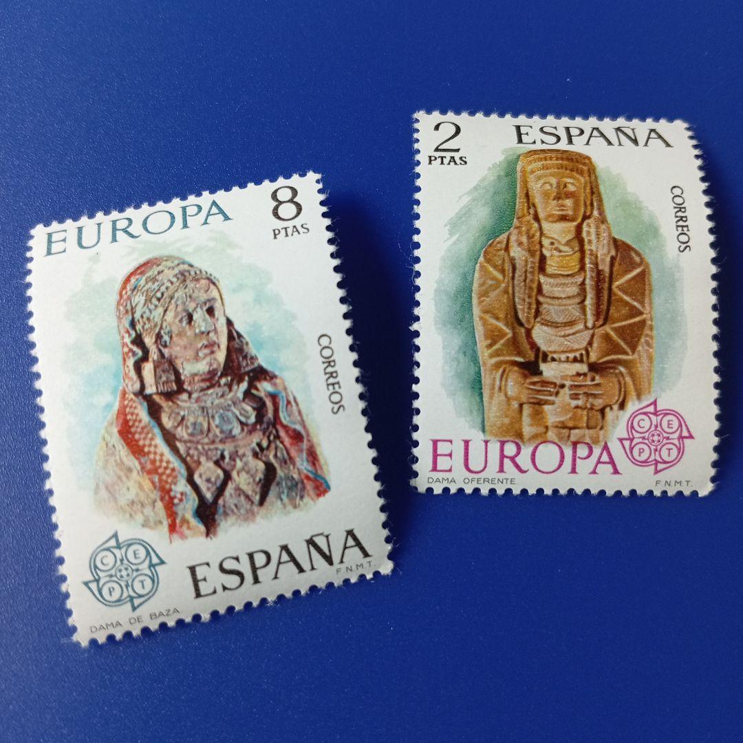 9477 外国切手 スペイン 1974年 イベリア半島の彫刻「バサの貴婦人」等