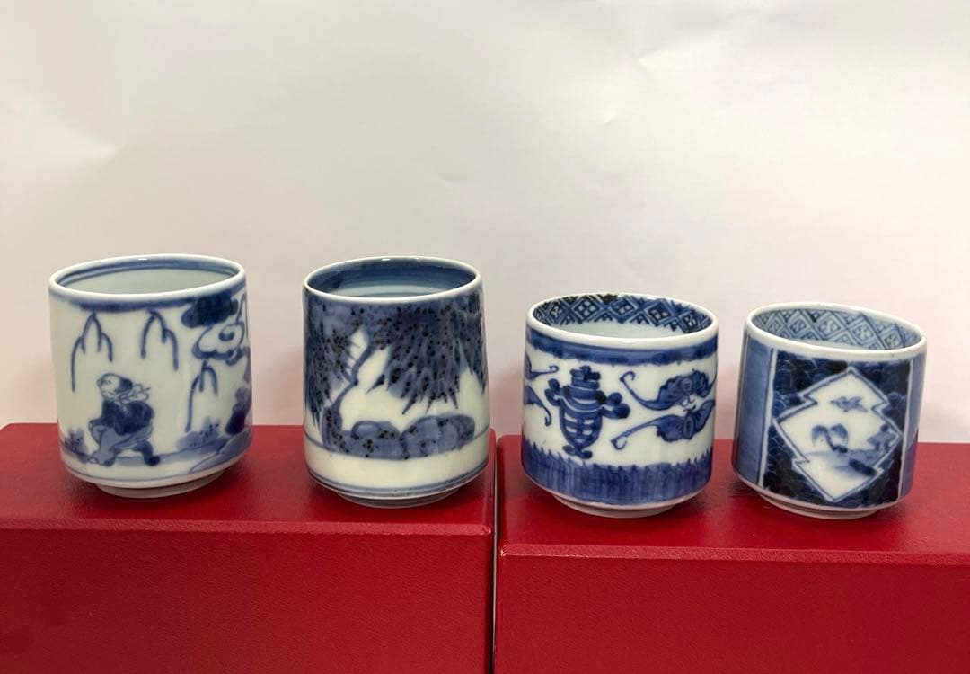 藍古九谷 如意雲に水楢の図 五寸皿