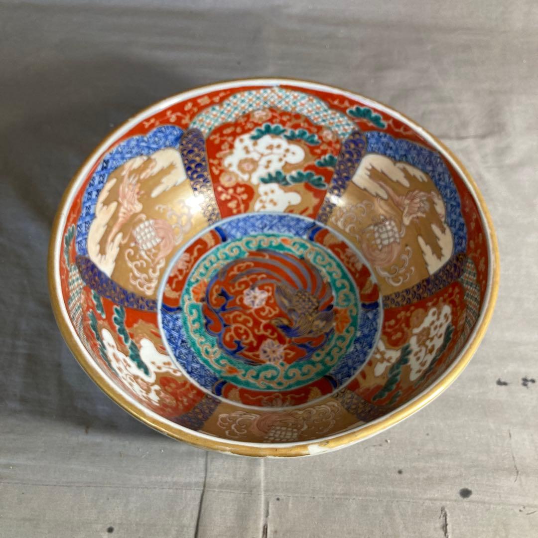 古伊万里文】古伊万里の伝統 古伊万里文 極錦三方割鶴亀松