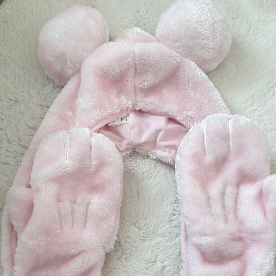 ディズニー マフラーファンキャップ ピンク ミニー マフラー ファン