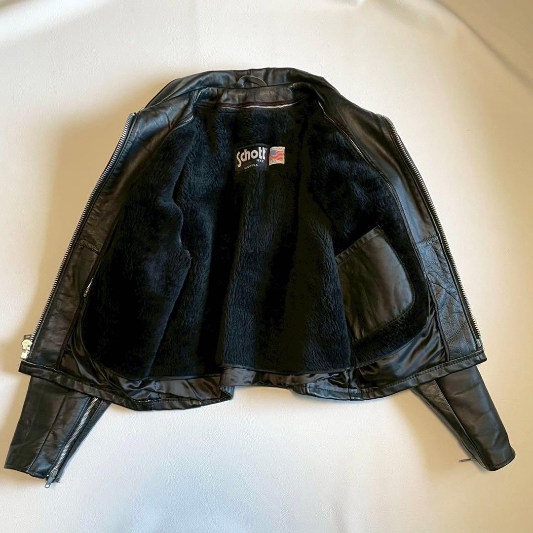 ショット】シングルライダース レザージャケット 643E USA製 40 L