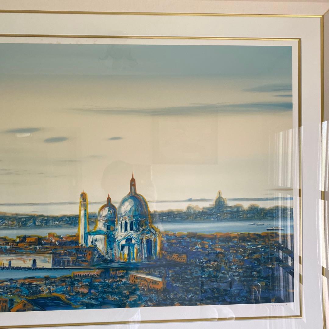 ベニスの思い出 ヒロヤマガタ シルクスクリーン 風景画 大きめ 黒