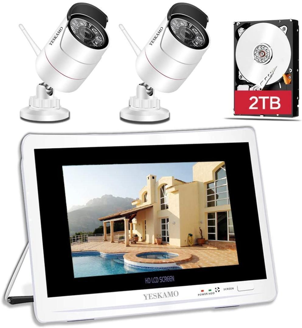 防犯カメラ ワイヤレス 屋外 300万画素 12インチモニター 中古