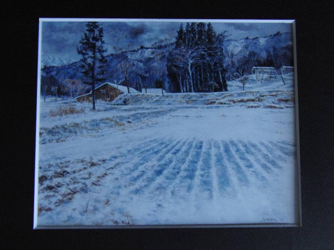 片野四郎、【冬ざれ】、希少な額装用画集より、新品額装付、状態良好