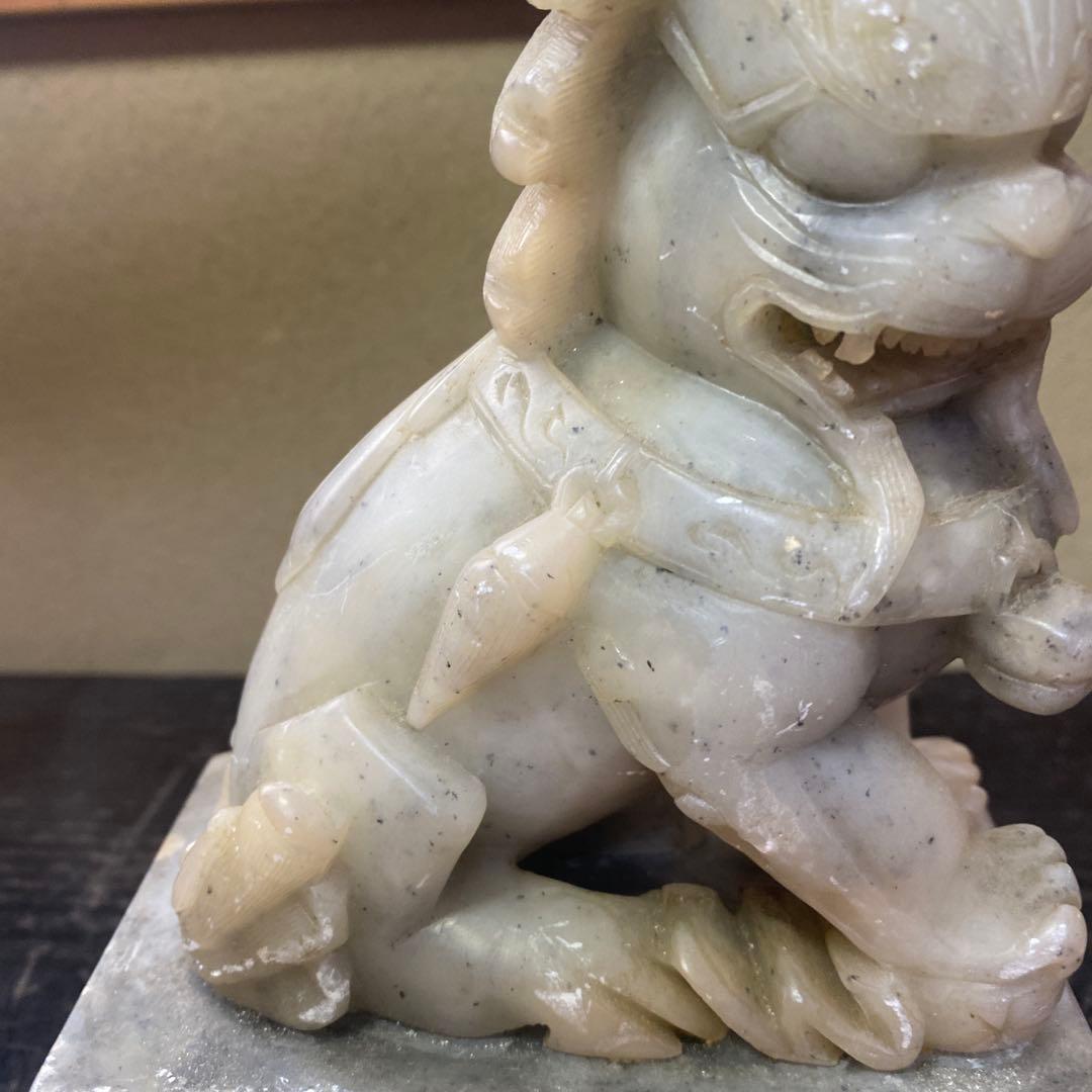 白玉製獅子像2体セット