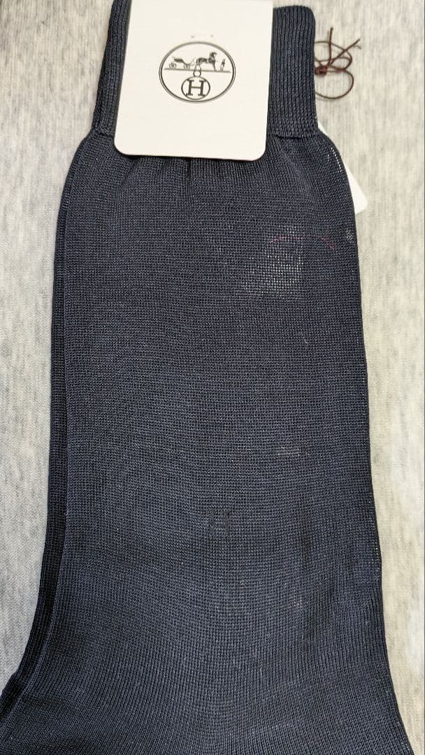 エルメス　ソックス　H刺繍入り　コットン100%　無地