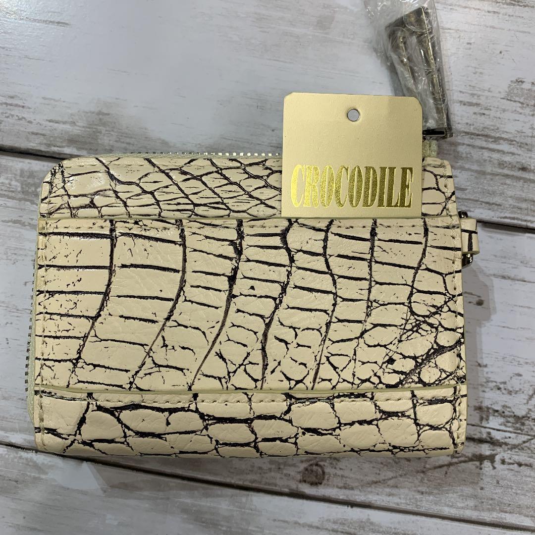 バニラクロコ・目地染・クロコダイル財布・L字型・コンパクト財布・ワニ革・鰐革