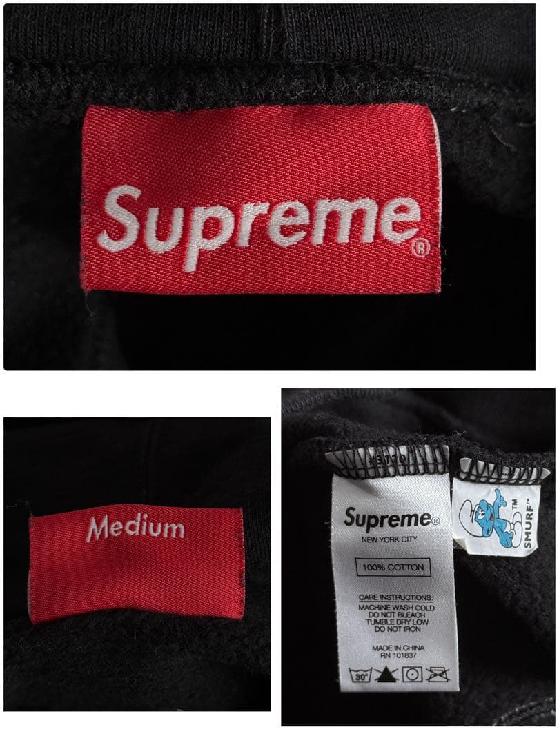 【希少コラボ】シュプリーム×スマーフ☆ 背面ビッグ刺繍ロゴ入りパーカー.