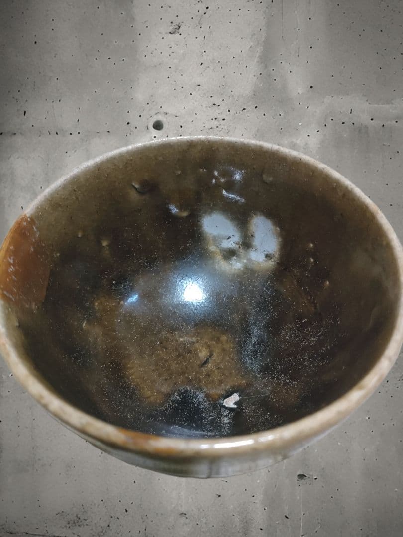 尾呂焼茶碗 江戸時代 瀬戸 鉄釉 黒褐釉 時代物 骨董