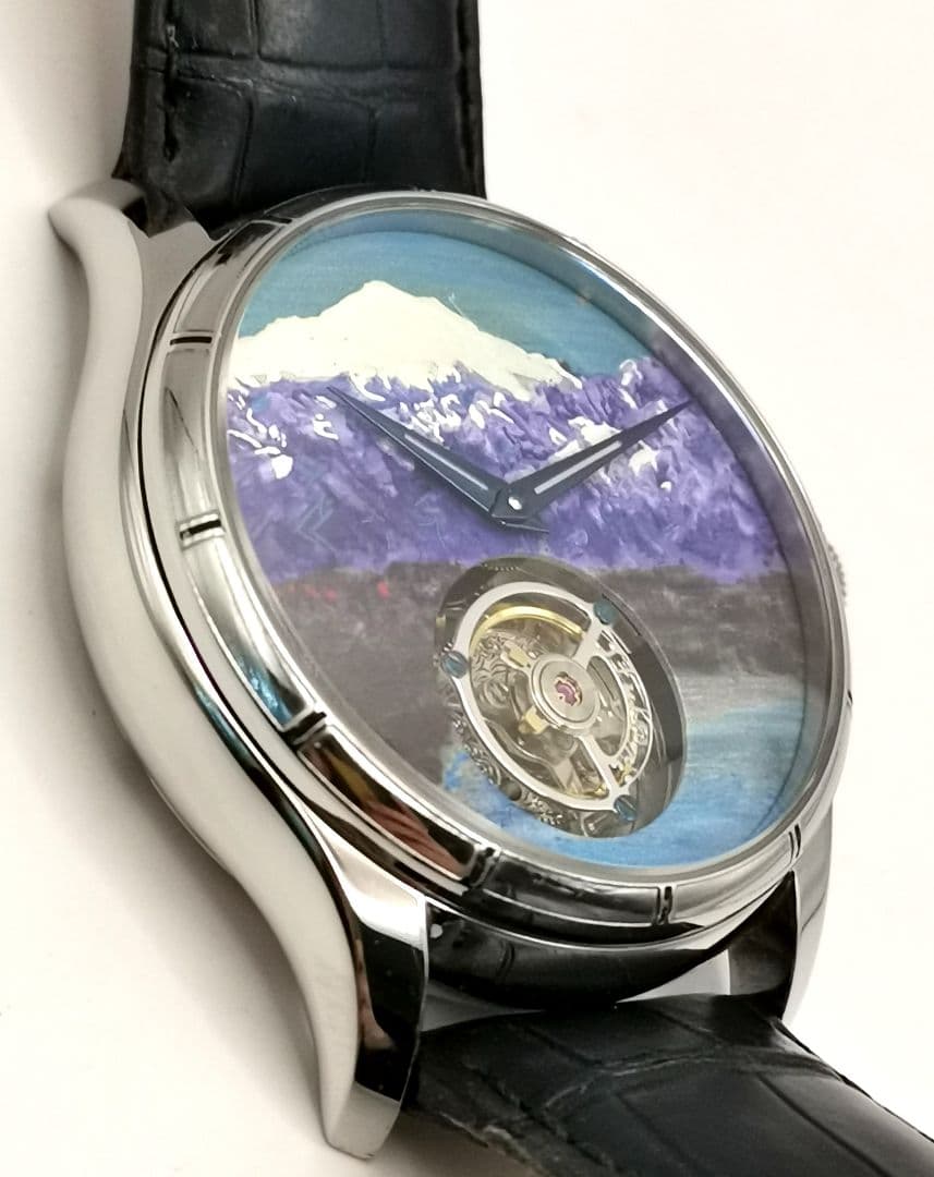 深見東州 晴天でキラキラと輝く白山と柴山潟 トゥールビヨン 手巻き 時計