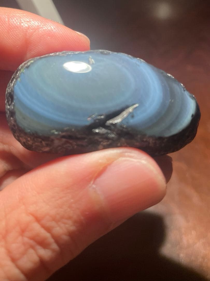研磨品 十勝石玲瓏 水色、ブルー、イエロー レインボーオブシディアン