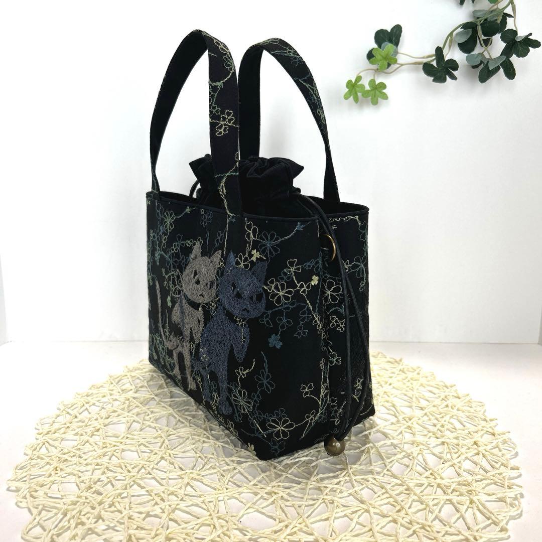 pjcクロッチ君　あおりポケット巾着バッグ　ハンドメイド