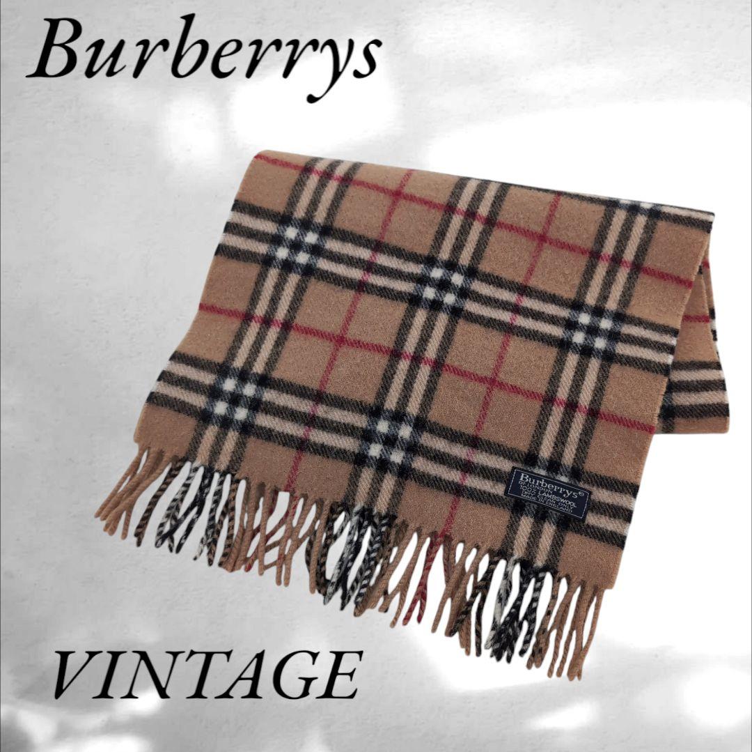 ヴィンテージ バーバリーズ ノバチェックマフラー ラムウール100%