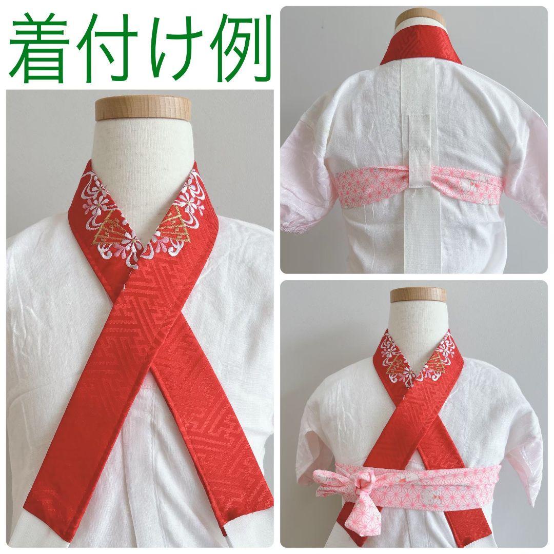 フルセット　七五三７歳女の子　赤地蝶桜　緑地袋帯　源氏車　簡単半衿　7105