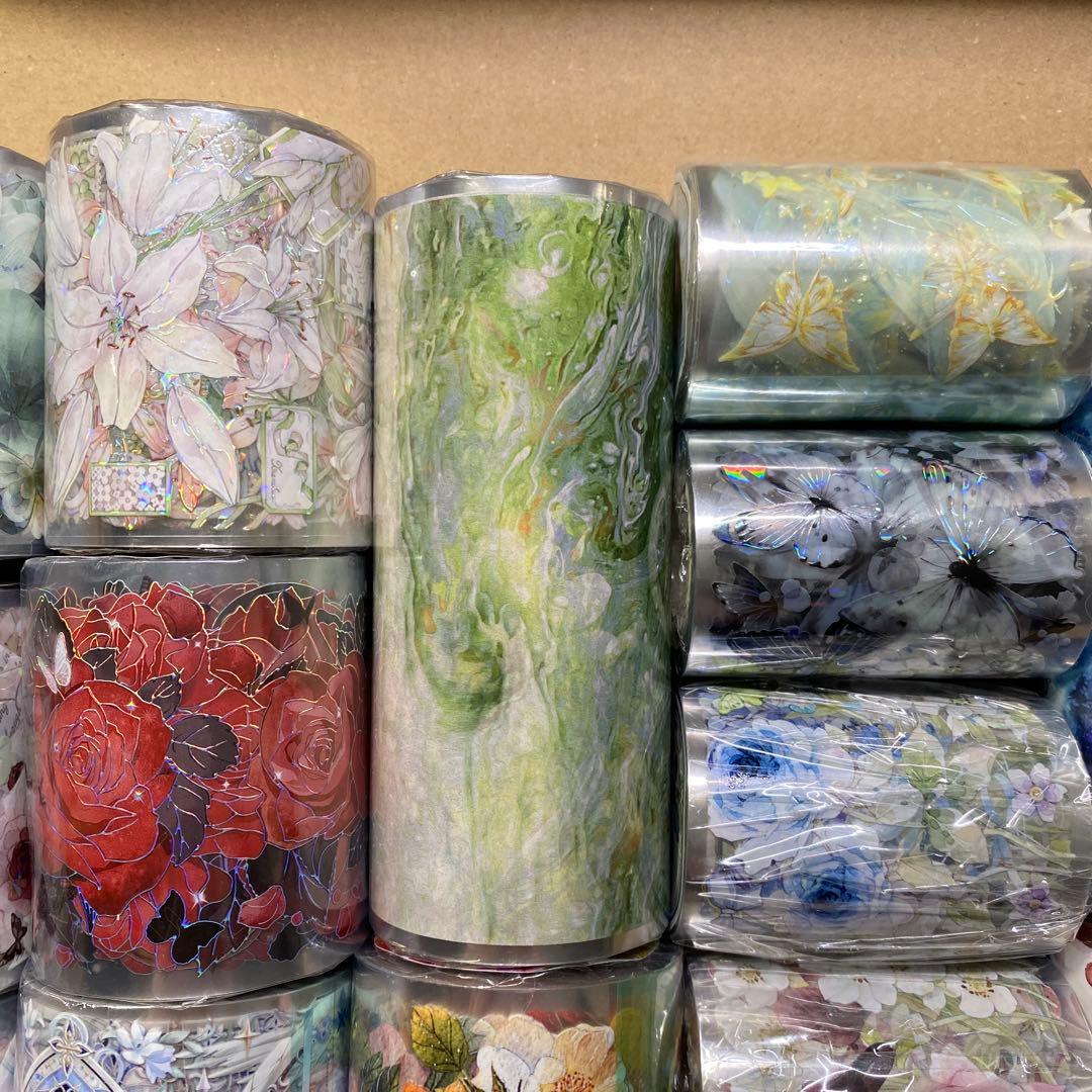 【セール❹】15本巻セット貝殻光PETマスキングテープ　人物/動物/お花/装飾系