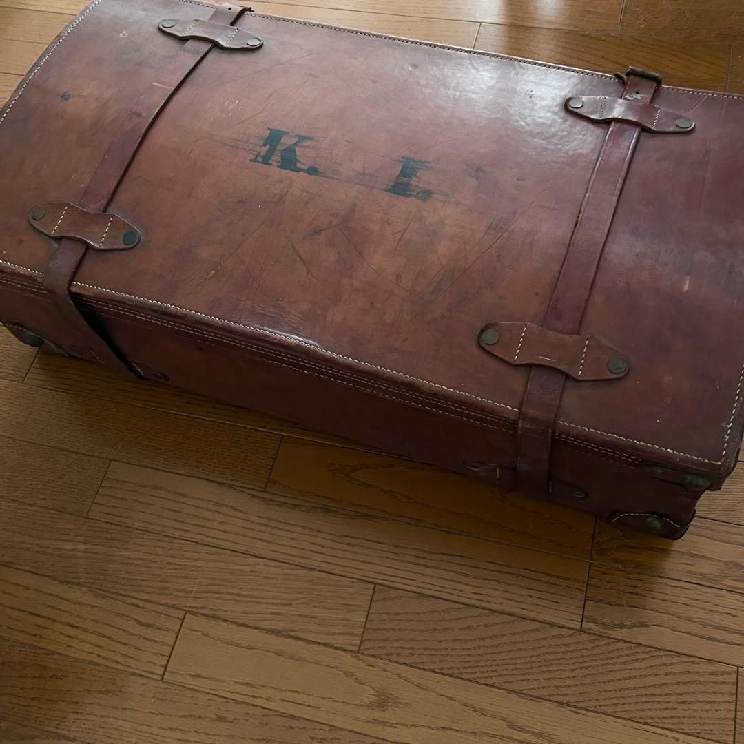 アンティーク革トランク 海軍中佐の大きなトランク 革製 重厚 ヴィンテージ