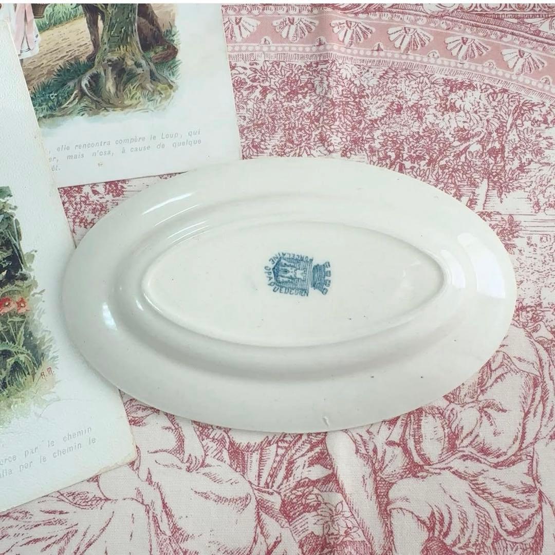 フランスアンティーク おままごと食器 赤ずきん 青 オーバルプレート