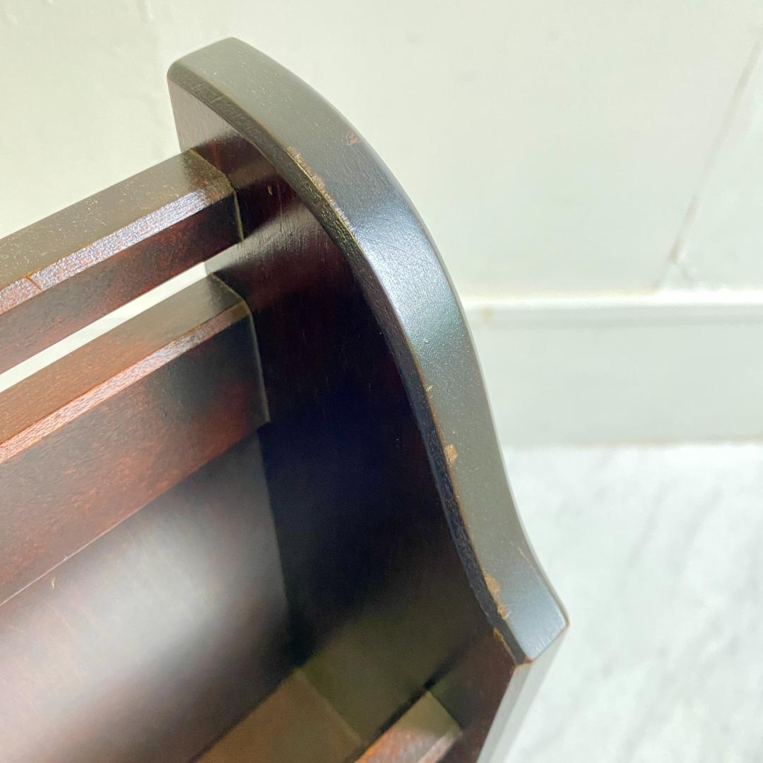 北海道民芸家具 木製ダークブラウンマガジンラック ラック 美品