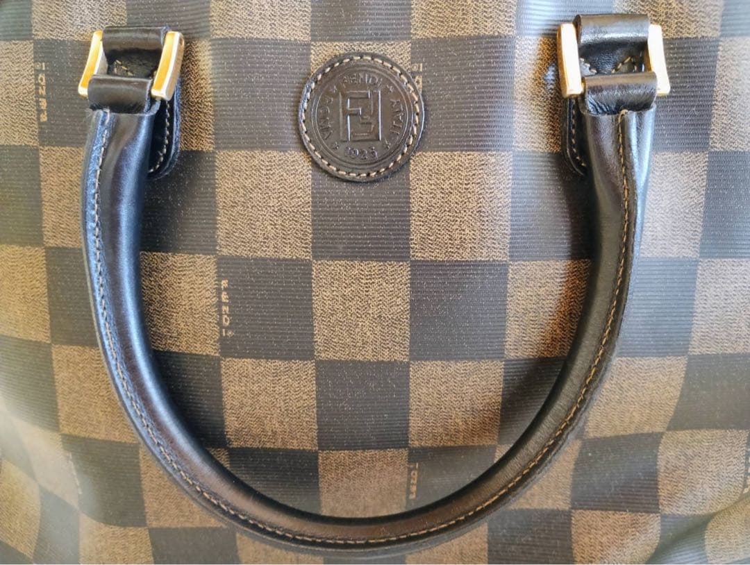ビンテージ オールド フェンディ ペカン柄ブロックチェック 2wayトートバッグ