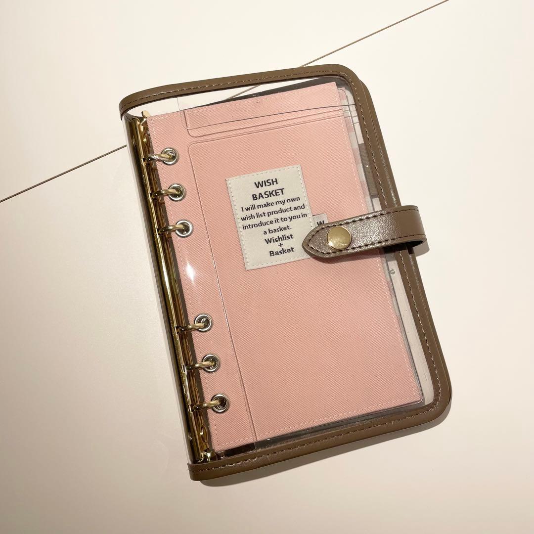 早い者勝ち韓国貯金バインダーカバーA6 ブラウンピンクリフィル