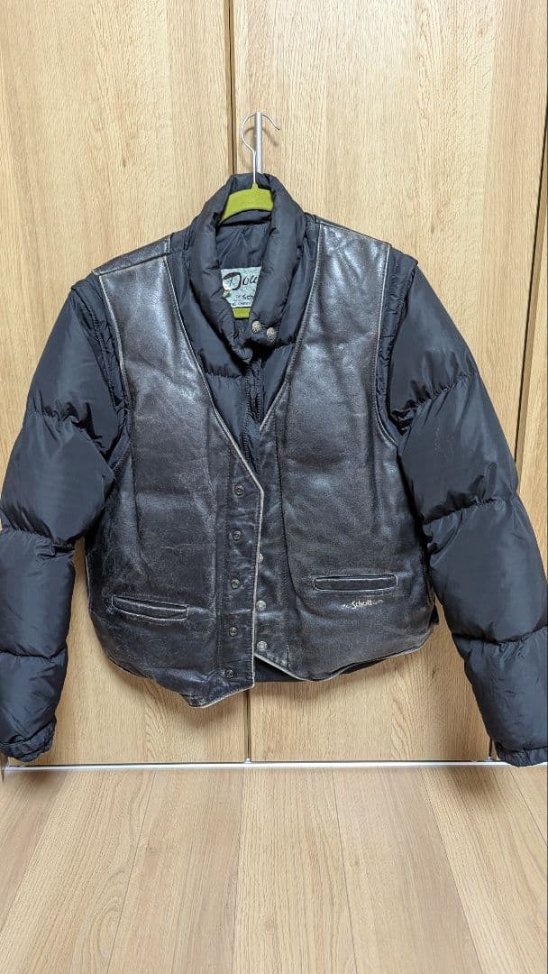 Schott レザー×ダウン 2WAY ジャケット サイズ42 希少 schott ショット レザーダウンジャケット サイズ42 - メルカリ