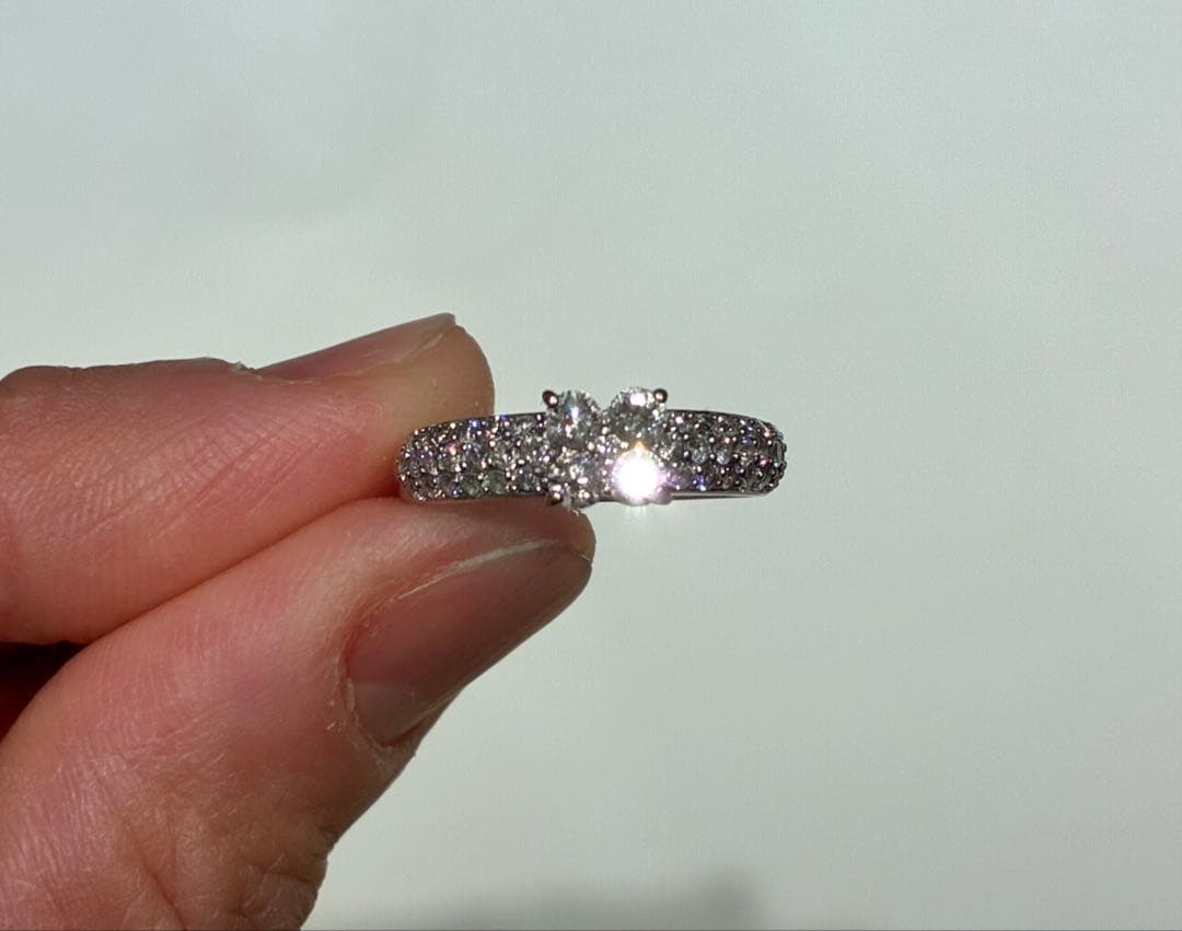 ポンテヴェキオ　ダイヤモンドパヴェ　フラワー　ボリュームリング　サイズ10