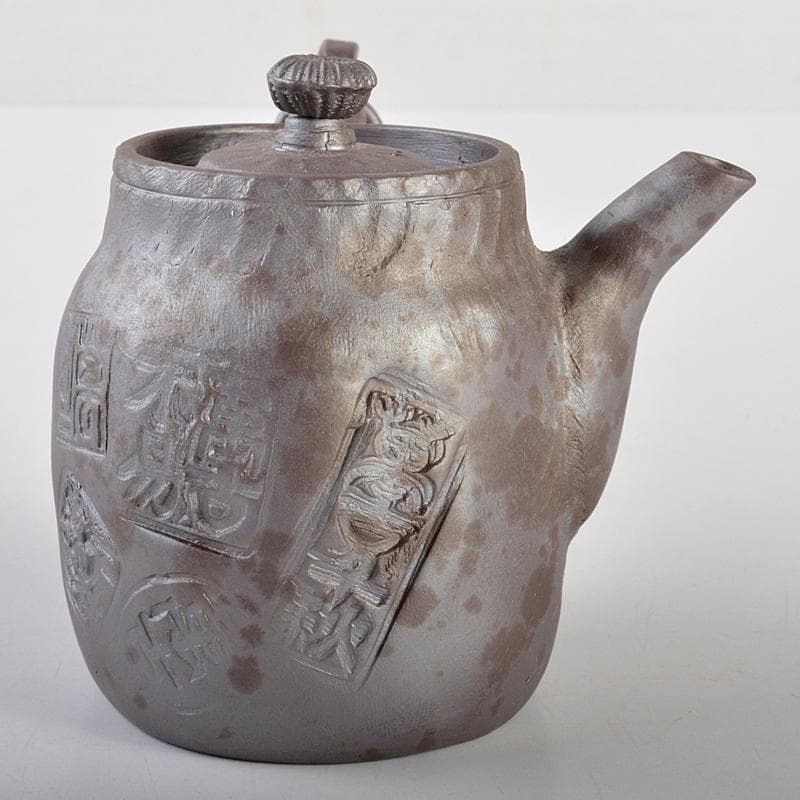 煎茶道具　萬古焼　白雲造　型萬古　遊環　横手急須　共箱　M　R7099