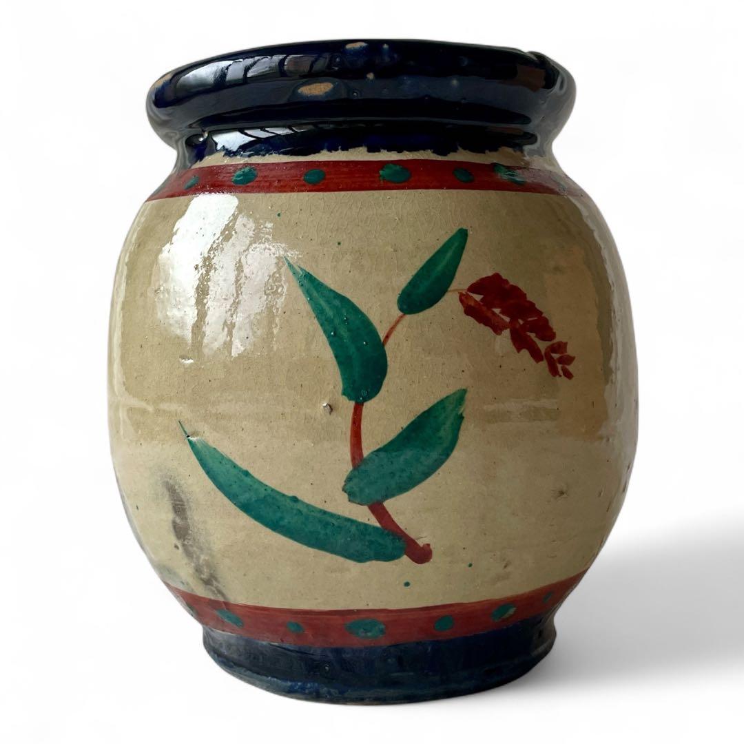 希少】小橋川仁王 赤絵 水指 共箱 茶道具 花瓶 民藝 陶器 壺屋焼 やちむん