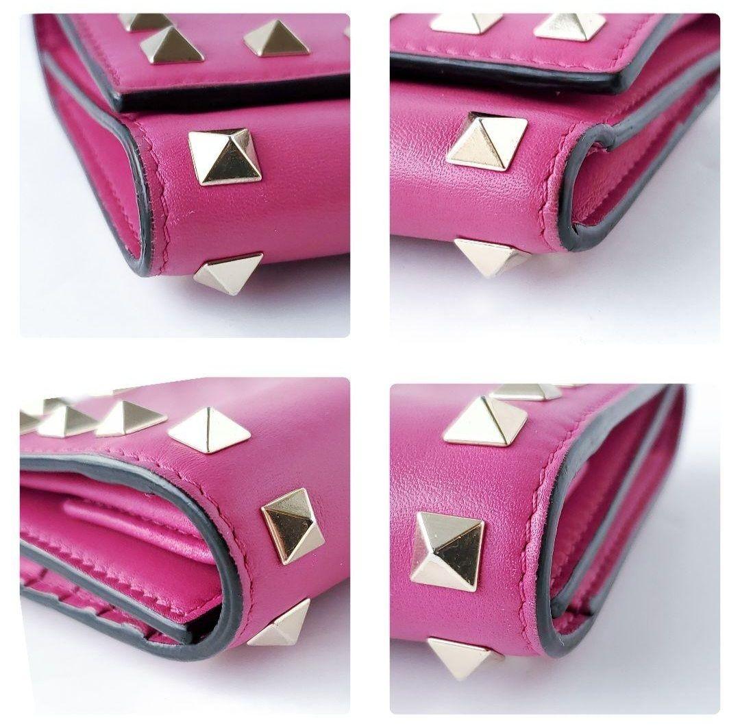 VALENTINO GARAVANI 3つ折り財布 ロックスタッズ ピンク