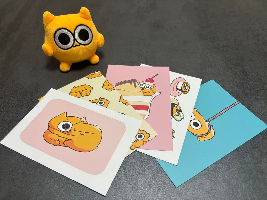 うんたねこ　ぬいぐるみ　 おまけポストカード&ネットプリントシール初期