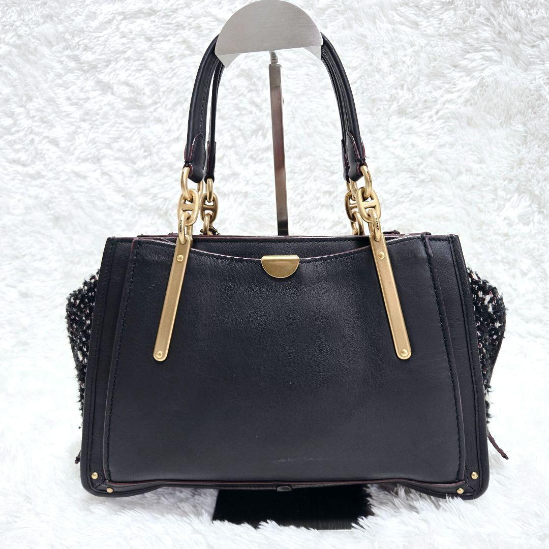 COACH ドリーマー ハンドバッグ 斜めがけ ツイード レザー 2way 黒