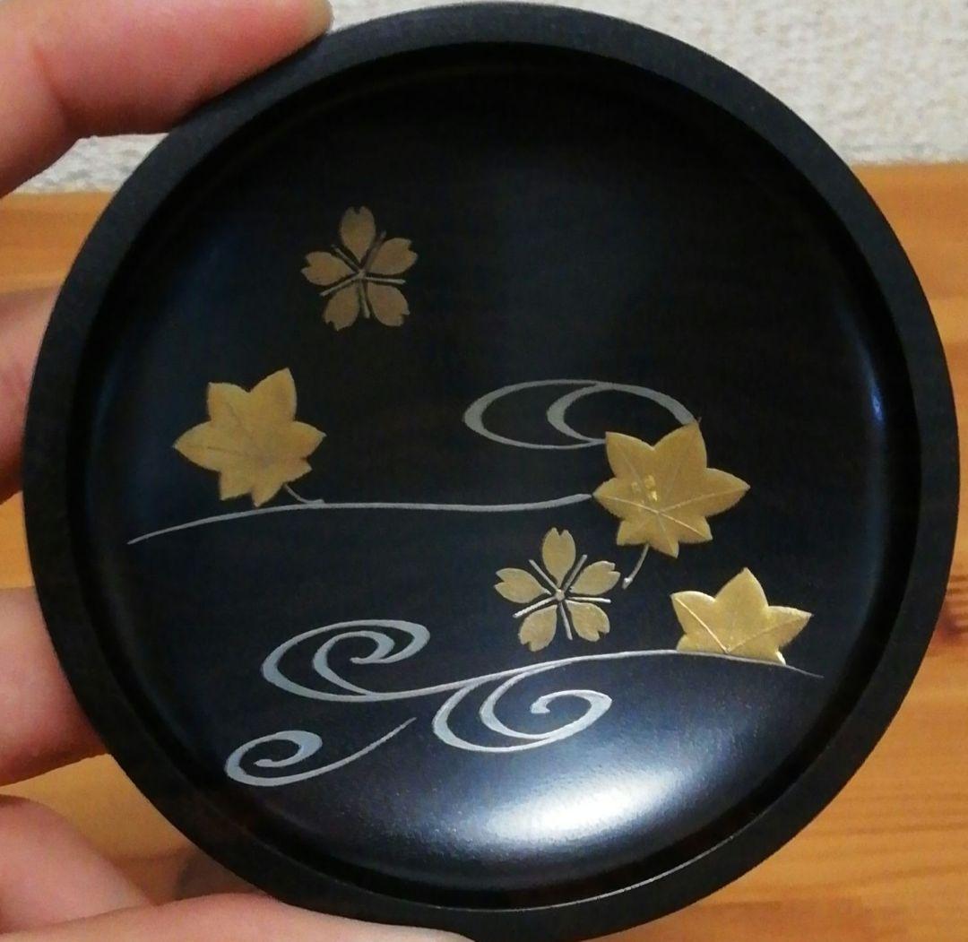 人間国宝　川北良造作　縞　黒檀　春秋　蒔絵　香合　共箱　茶道具