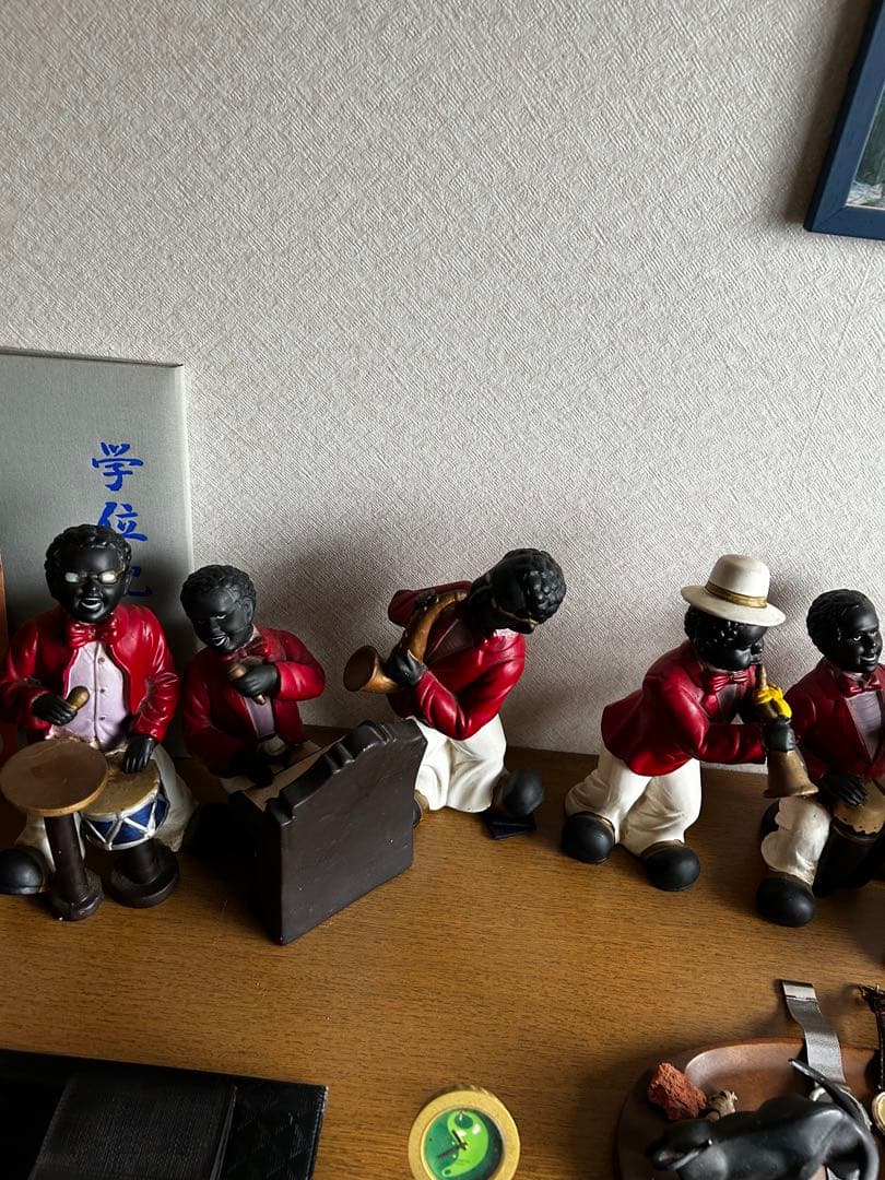 昭和 輸入品JAZZ 黒人ジャズバンドフィギュア 赤いジャケット8体