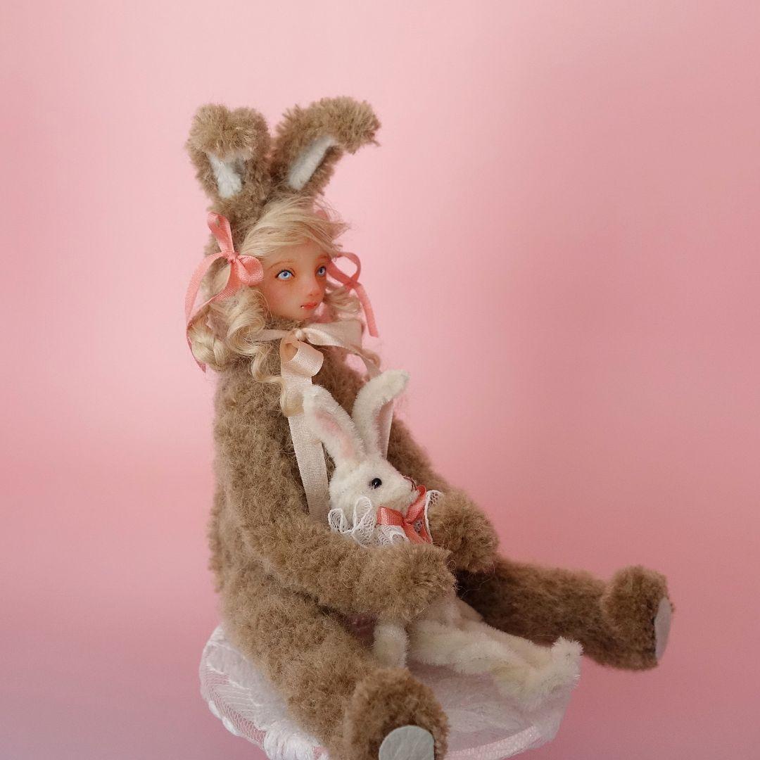 うさぎ着ぐるみドール モールアート アートドール 創作人形 サーニット